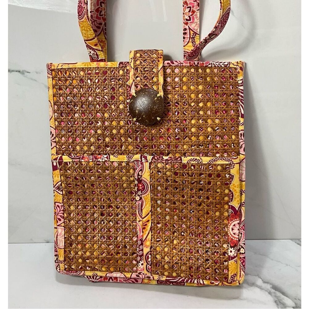 VERA BRADLEY Tiki Wicker Tote Bag Shoulder Purse - Picture 2 of 7